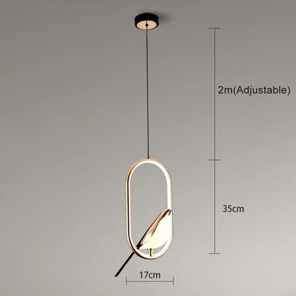 Aviora – Hanglamp met gouden vogel (LED, glas & metaal)