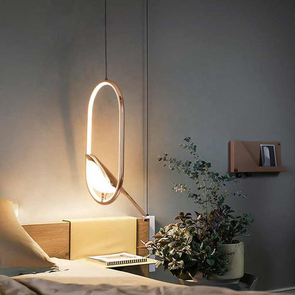 Aviora – Hanglamp met gouden vogel (LED, glas & metaal)