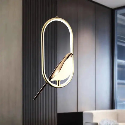 Aviora – Hanglamp met gouden vogel (LED, glas & metaal)