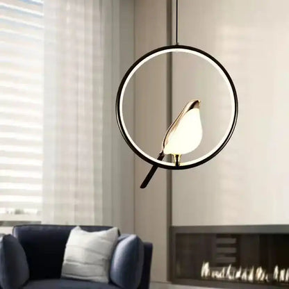 Aviora – Hanglamp met gouden vogel (LED, glas & metaal)