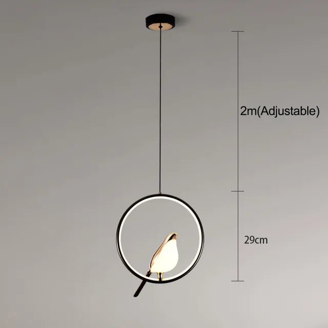 Aviora – Hanglamp met gouden vogel (LED, glas & metaal)