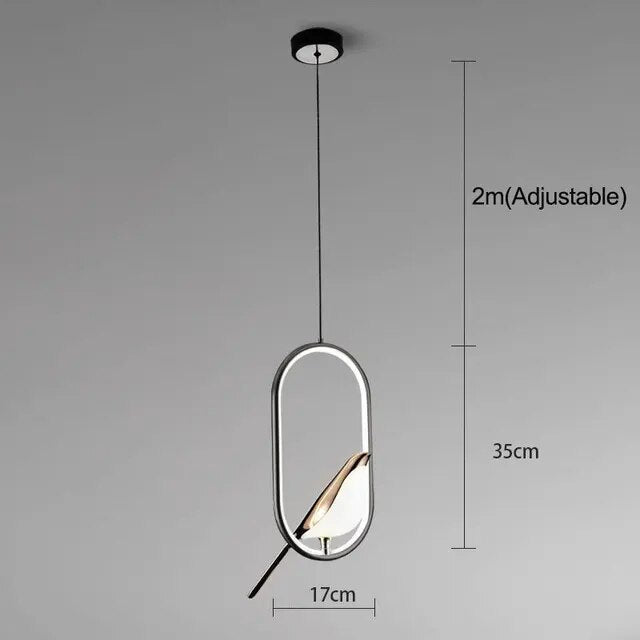 Aviora – Hanglamp met gouden vogel (LED, glas & metaal)
