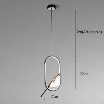 Aviora – Hanglamp met gouden vogel (LED, glas & metaal)