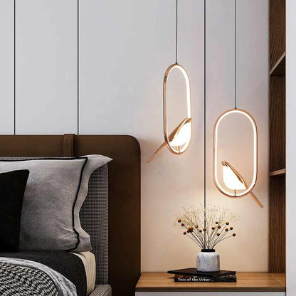 Aviora – Hanglamp met gouden vogel (LED, glas & metaal)