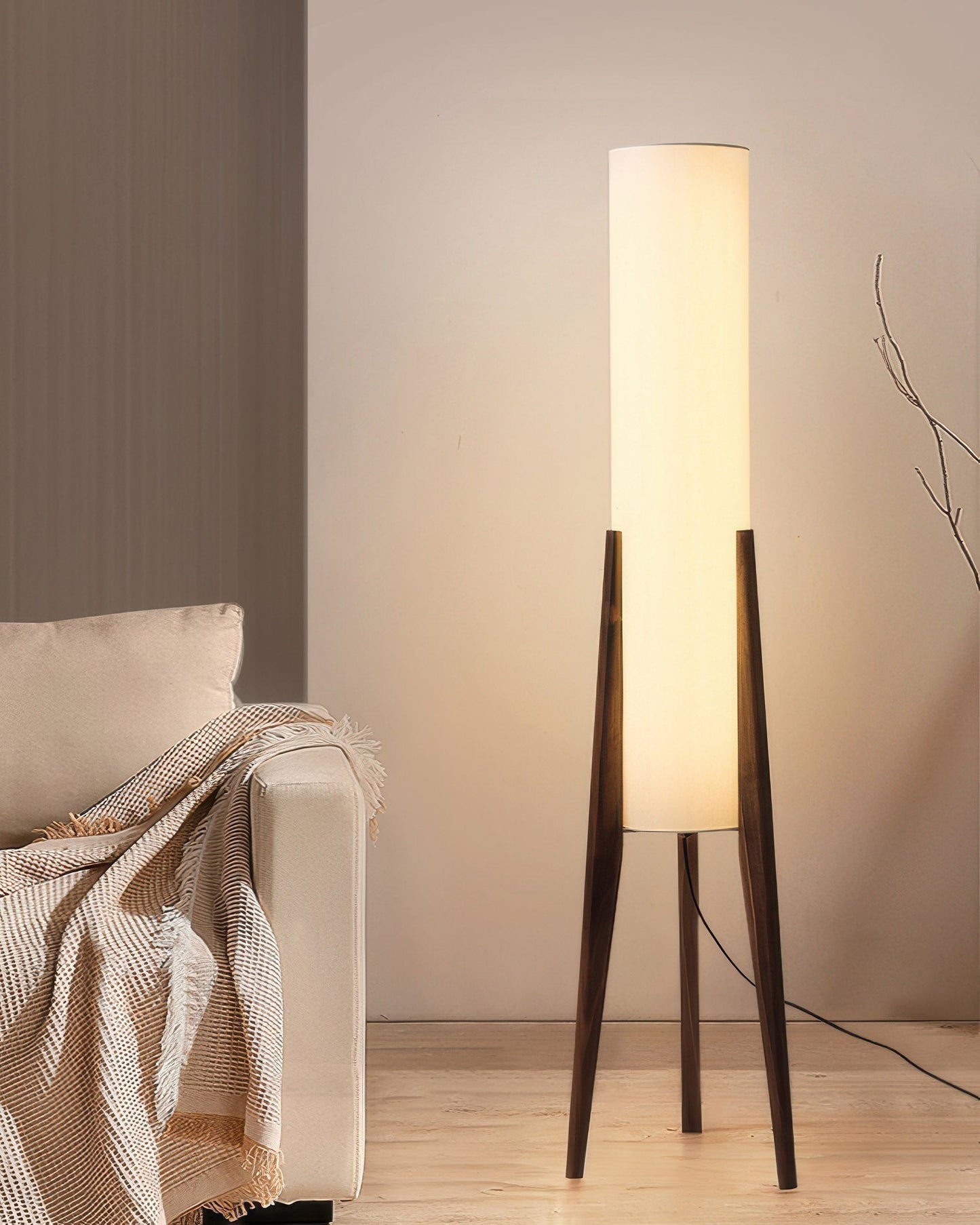 Lunara | Japandi massief houten vloerlamp met LED-licht