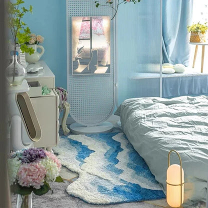 AquaWave | Modieuze vloerkleed voor thuis | Golfpatroon in zee kleuren | Zacht, onderhoudsvriendelijk & stijlvol