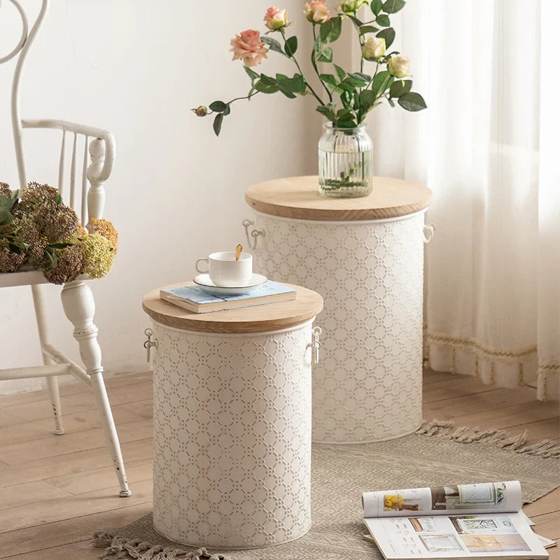 Bijzettafel ijzer | Ruimtebesparend Design | Opbergbak | Stijlvol Frans Accent