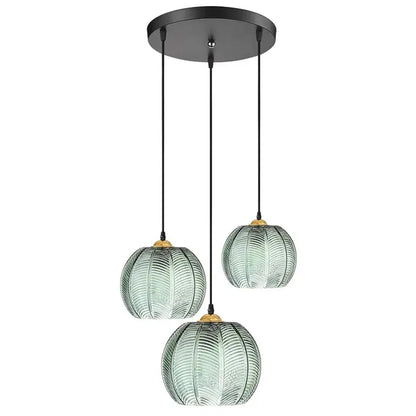 Noctylla | glazen hanglamp met Scandinavisch bladpatroon in groen