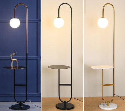 Oranthe Luno | LED-vloerlamp in Scandinavische stijl met geïntegreerd bijzettafeltje