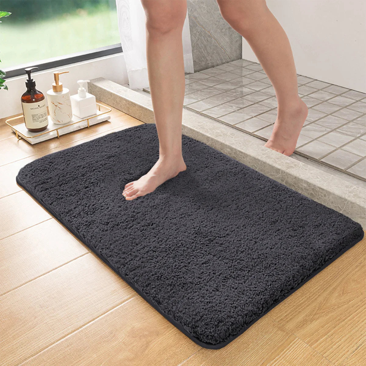 Marcella - Langharige Antislip Badmat met Absorberend Vermogen voor Douche en Toiletvloer