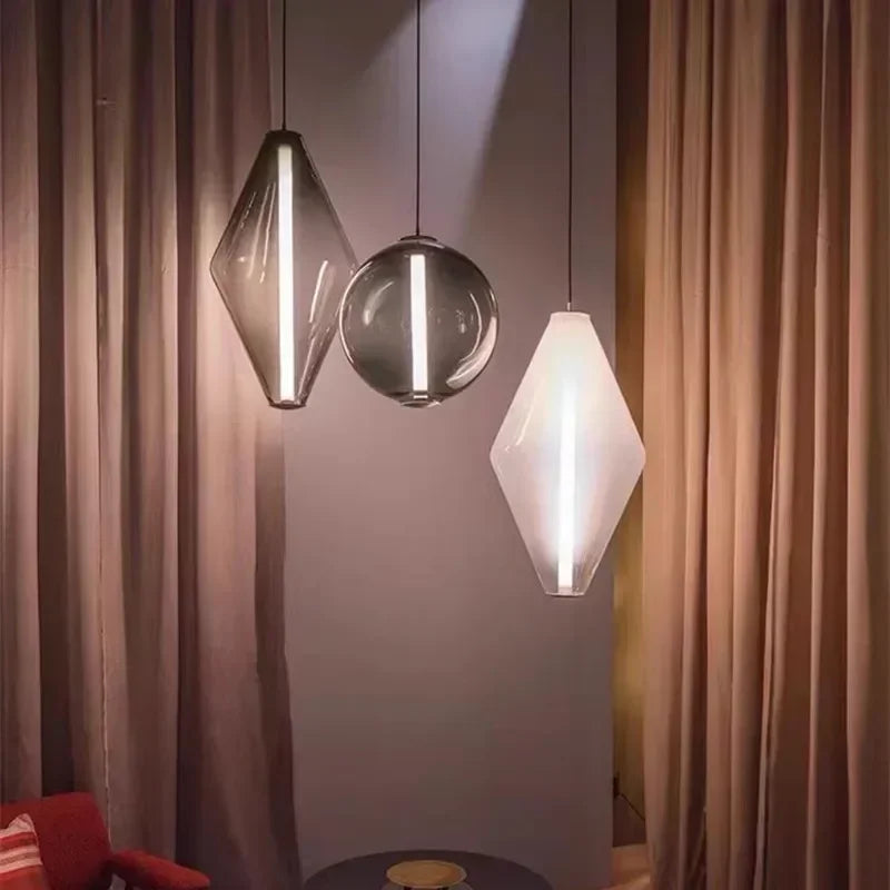 Pyrrhos | Scandinavische glazen hanglamp voor slaapkamer en eetkamer