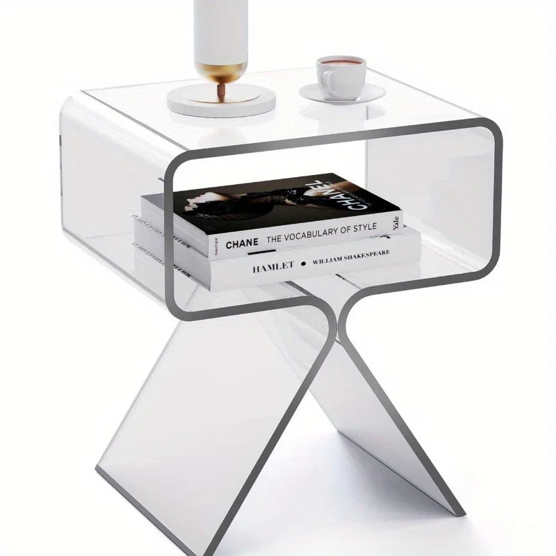 Bijzettafel Acryl Transparant | Smal Modern Ontwerp | Compact & Licht | Eyecatcher voor Woon- of Slaapkamer