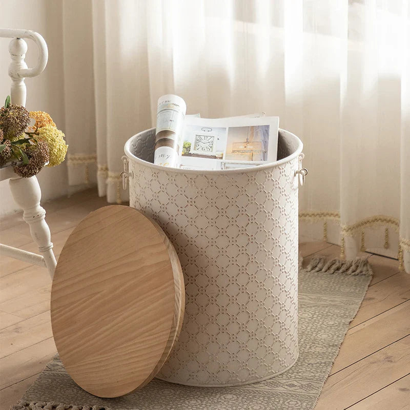 Bijzettafel ijzer | Ruimtebesparend Design | Opbergbak | Stijlvol Frans Accent