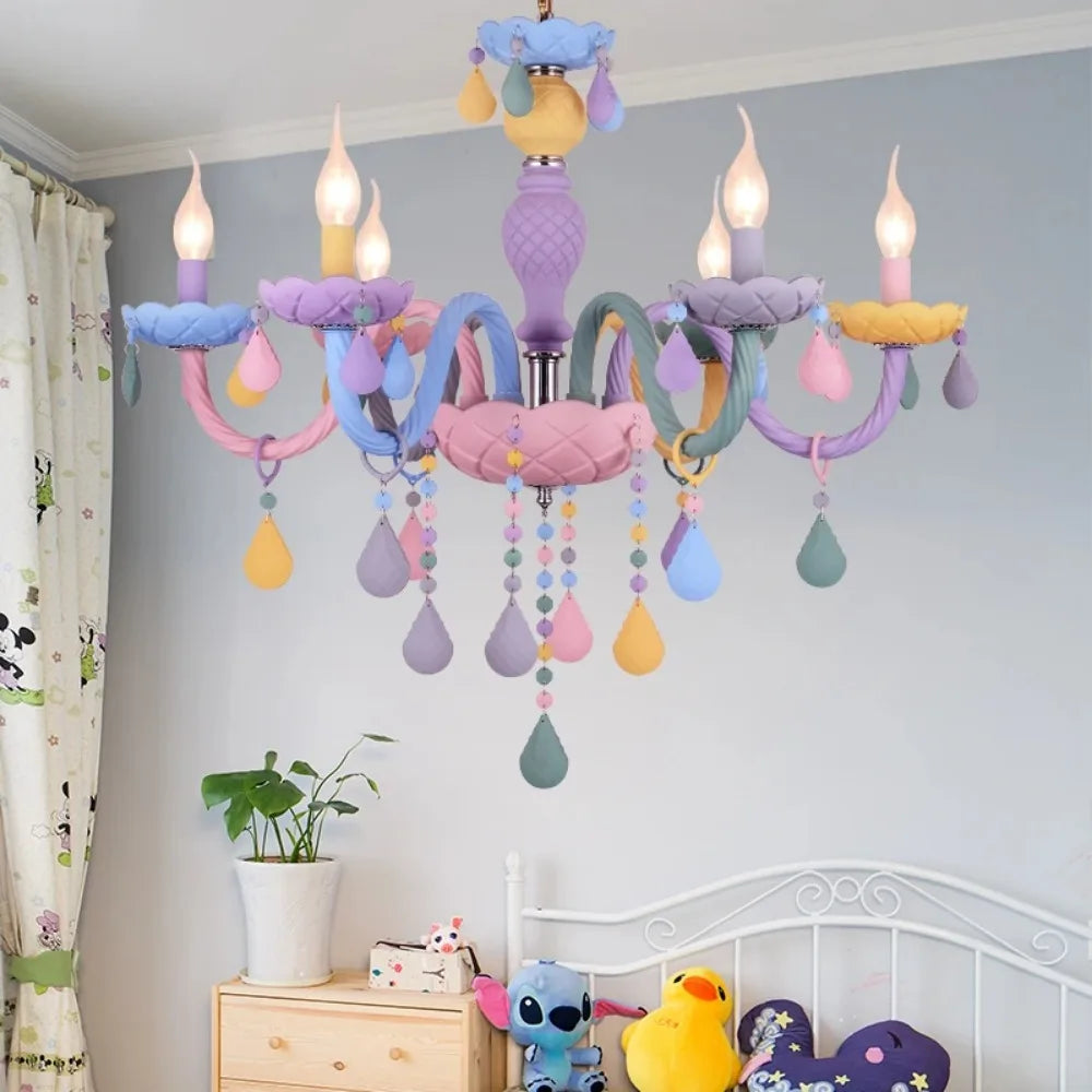 Solavine | Moderne kleurrijke kristallen hanglamp voor kinder- en meisjeskamer