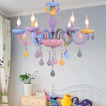 Solavine | Moderne kleurrijke kristallen hanglamp voor kinder- en meisjeskamer