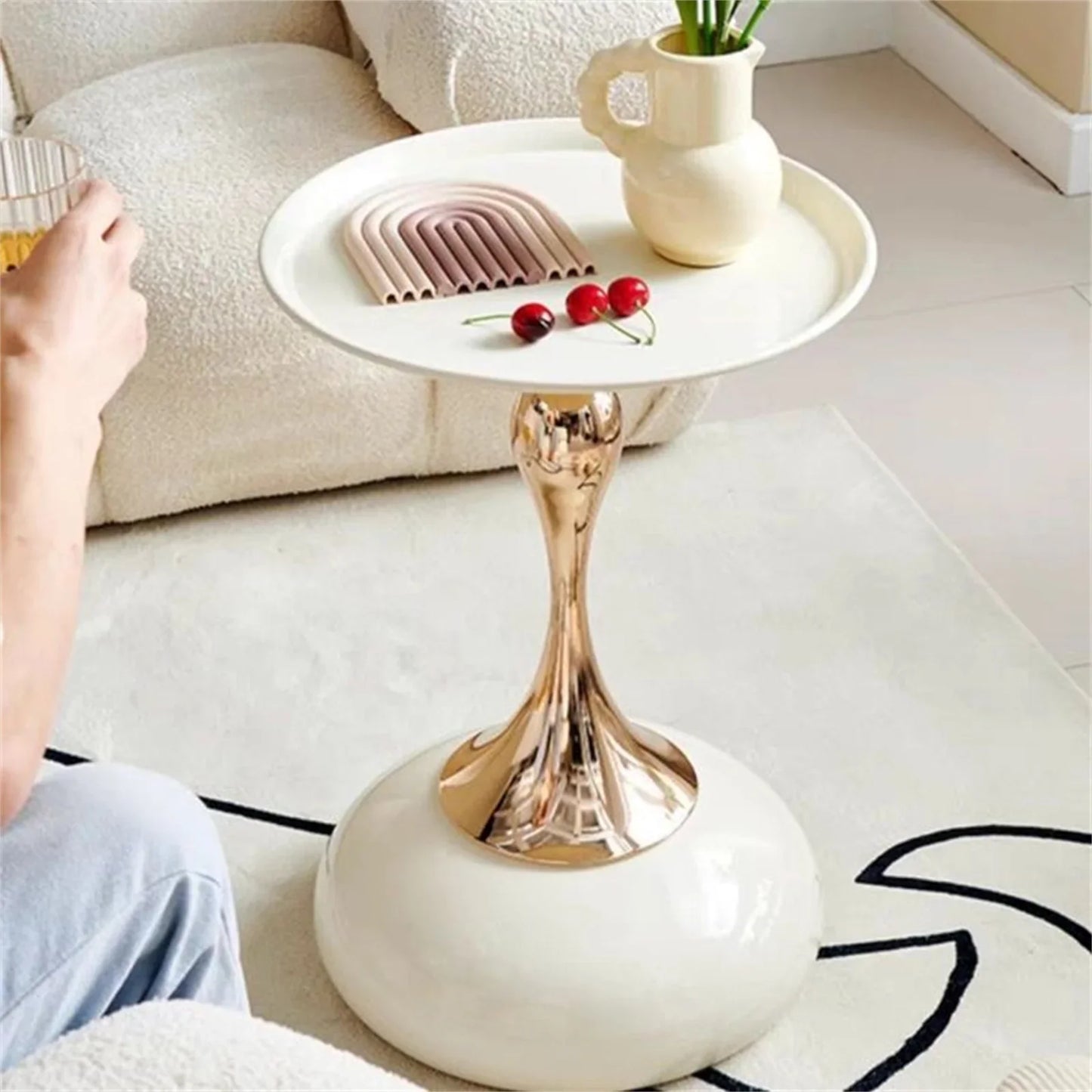 Bijzettafel Ronde Metaal | Italiaans Luxe Design | Compact & Verfijnd | Smalle Taille