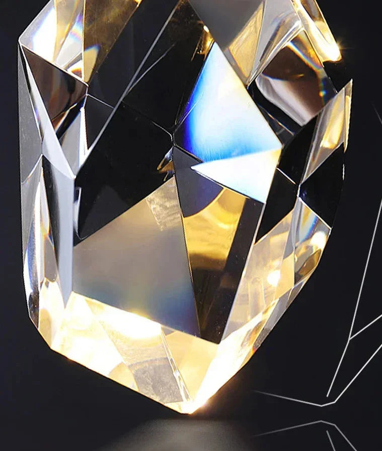 Nina hanglamp – LED-plafondlamp met 5 kristallen glazen kappen in goud