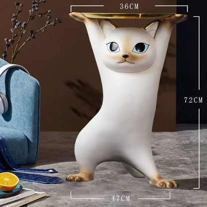 Bijzettafel Kattenfiguur | Decoratief & Speels Design | Compact Salontafeltje | Unieke Eyecatcher in Woonkamer