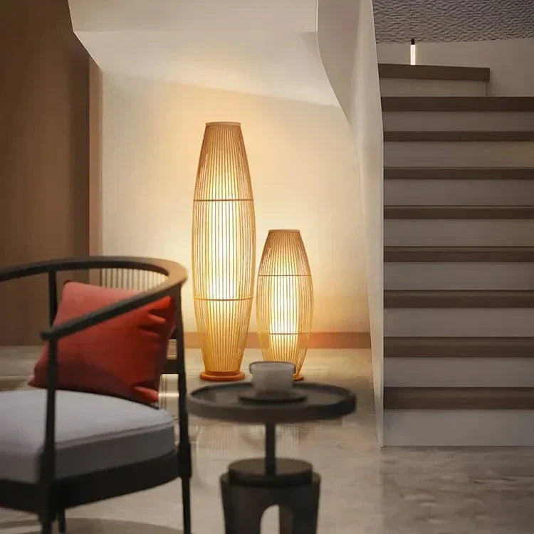 EcoBambu | Japandi bamboelamp | Duurzame LED-vloerlamp met natuurlijk design voor woonkamer
