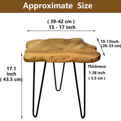 Cyralith - Houten Bijzettafel met Natuurlijke Rand Nachtkastje Plantenstandaard