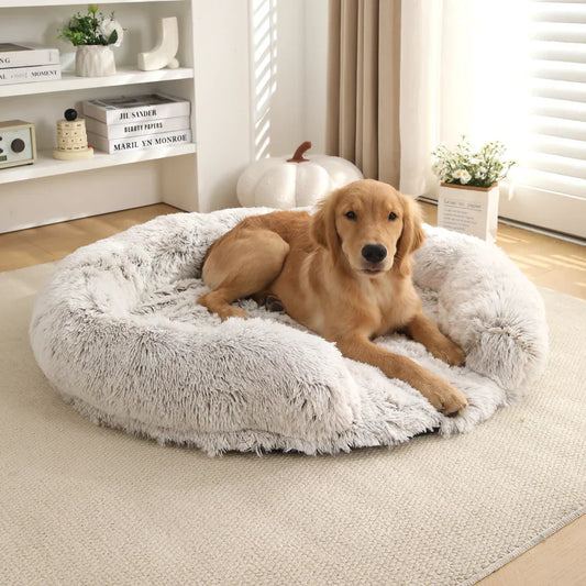 Fluffy hondenbed half-open rond | extra zacht pluche | wasbare hoes | antislip | 4 maten