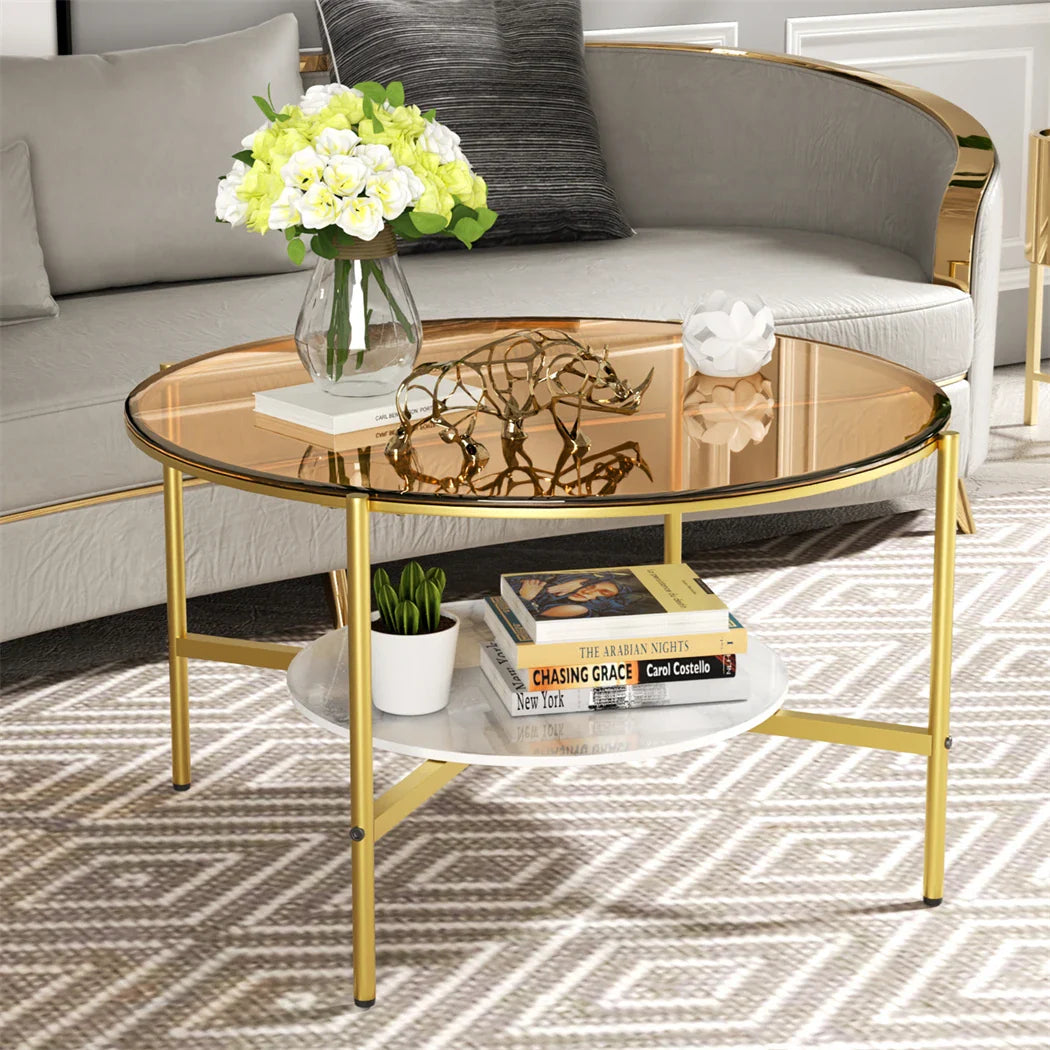 Nirelia Glazen Salontafel | Leisteen Onderplank | Minimalistisch Tweelaags Design voor Moderne Interieurs