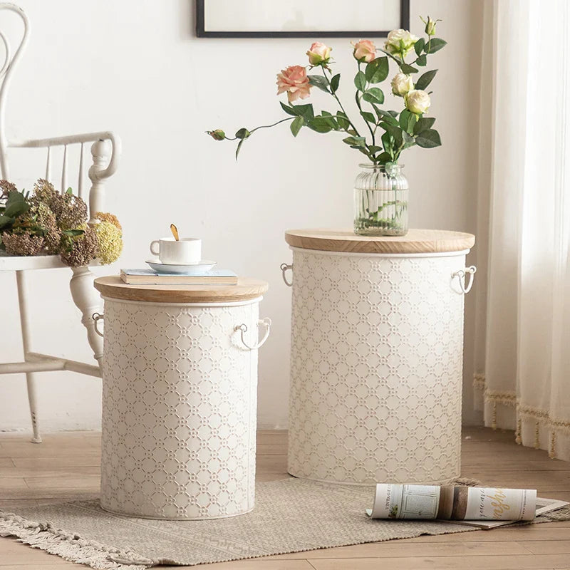 Bijzettafel ijzer | Ruimtebesparend Design | Opbergbak | Stijlvol Frans Accent