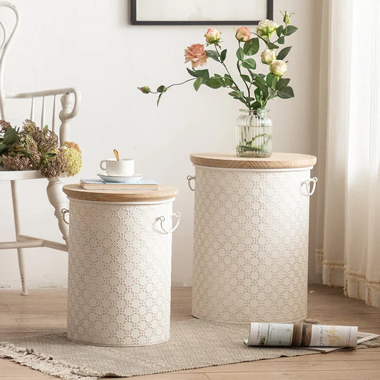 Bijzettafel ijzer | Ruimtebesparend Design | Opbergbak | Stijlvol Frans Accent