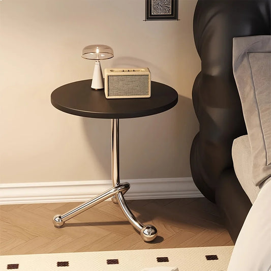 Elystra Ronde Bijzettafel | Vintage Houten Blad & Metalen Poten | Tijdloos Design voor Woonkamer & Slaapkamer