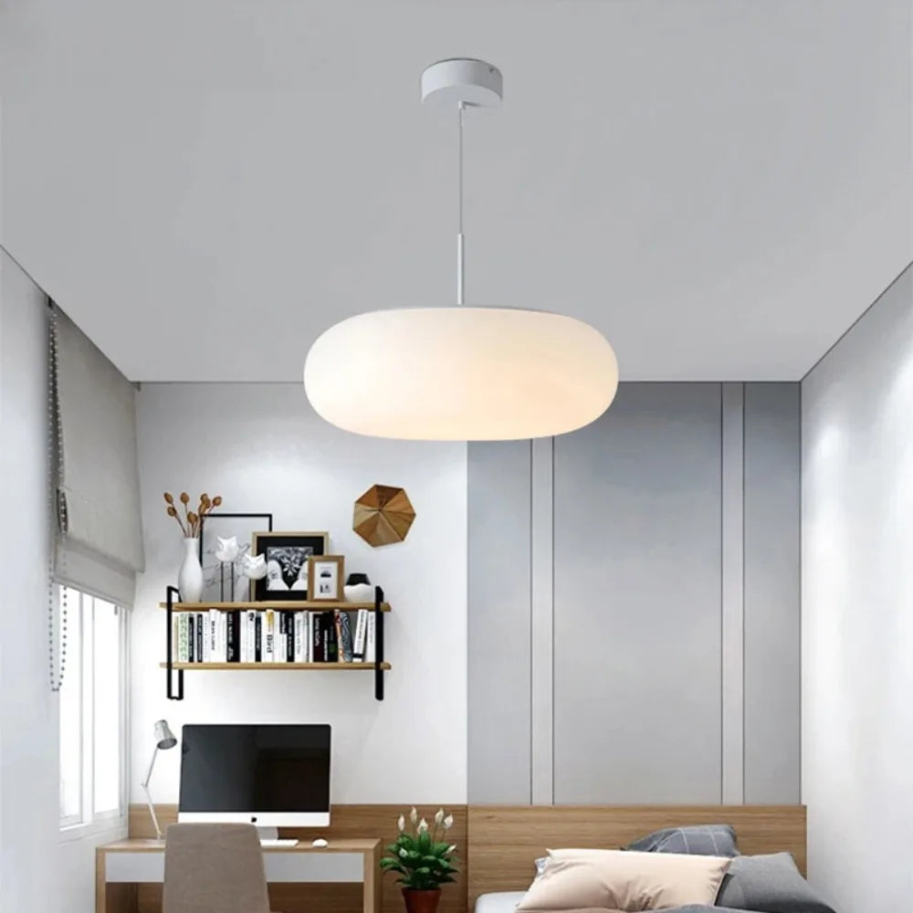 Nyxora | Moderne hanglamp in crème in minimalistische kroonluchterstijl met warm LED-licht