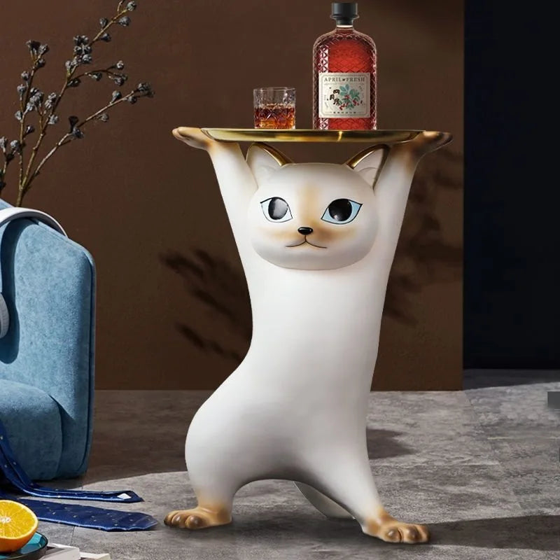 Bijzettafel Kattenfiguur | Decoratief & Speels Design | Compact Salontafeltje | Unieke Eyecatcher in Woonkamer