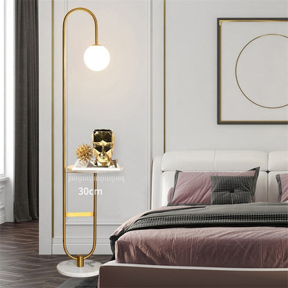 Oranthe Luno | LED-vloerlamp in Scandinavische stijl met geïntegreerd bijzettafeltje
