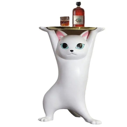 Bijzettafel Kattenfiguur | Decoratief & Speels Design | Compact Salontafeltje | Unieke Eyecatcher in Woonkamer