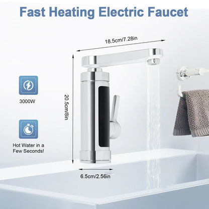 Brisenna Keukenkraan | Direct Warm Water | 3000W Verwarming | 360° Draaibaar RVS Design