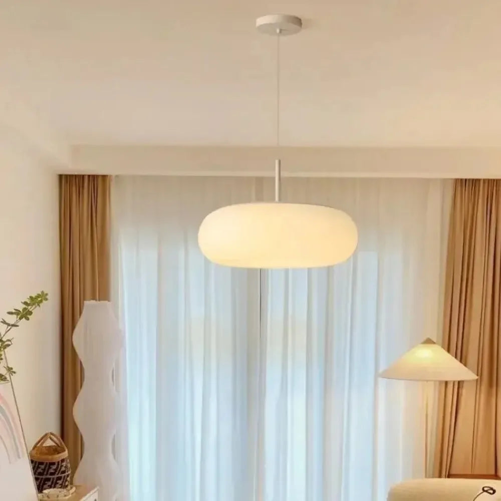 Nyxora | Moderne hanglamp in crème in minimalistische kroonluchterstijl met warm LED-licht