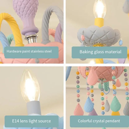 Solavine | Moderne kleurrijke kristallen hanglamp voor kinder- en meisjeskamer