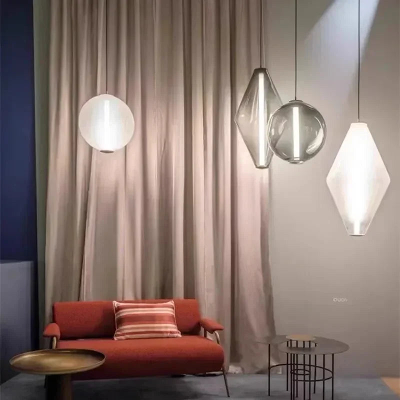 Pyrrhos | Scandinavische glazen hanglamp voor slaapkamer en eetkamer