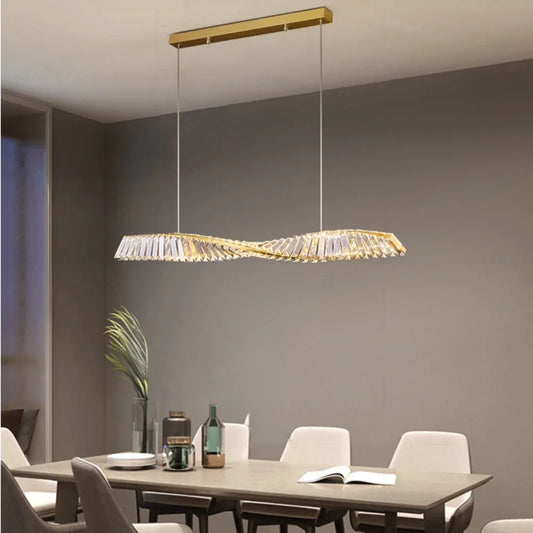Astrion | Moderne LED-hanglamp met kristallen en spiraalontwerp voor de eettafel