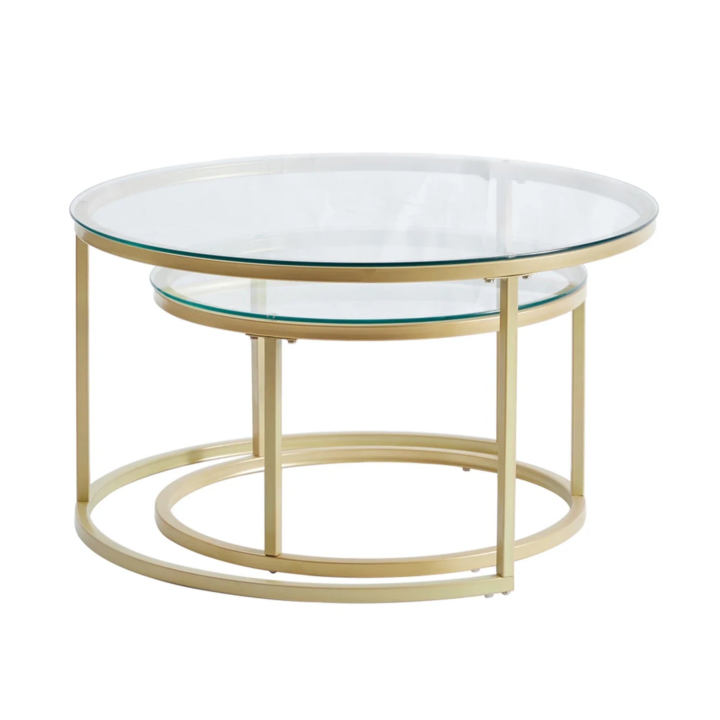 Salontafel 2-in-1 Rond | Ijzer & Gehard Glas | Stapelbaar & Ruimtebesparend | Modern Design