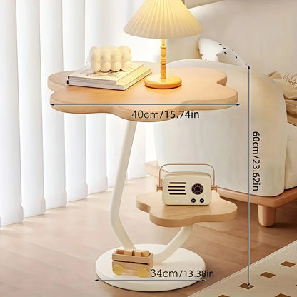 Bijzettafel Bloemvormig Crème | 2 Lagen Opbergruimte | Modern & Compact Design | Metalen Frame