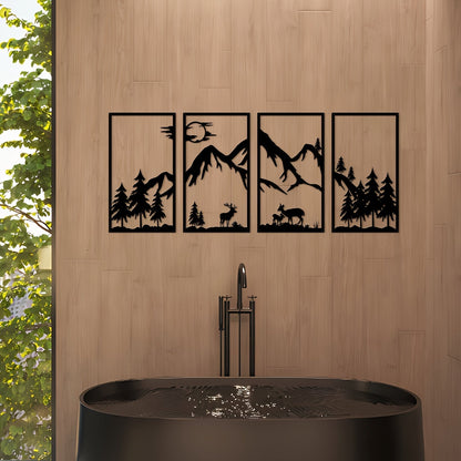 WildMont Vista | metalen wanddecoratie met berg- en wilddiermotief