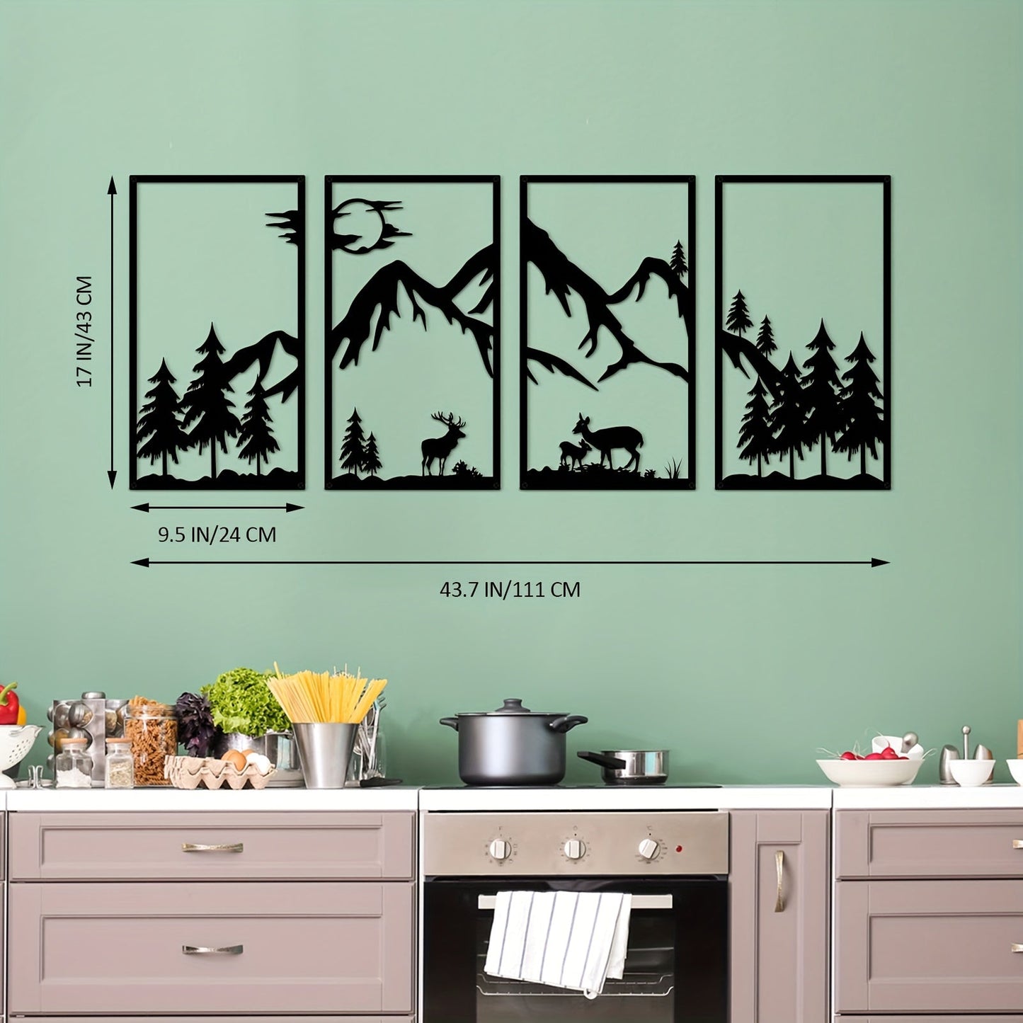 WildMont Vista | metalen wanddecoratie met berg- en wilddiermotief