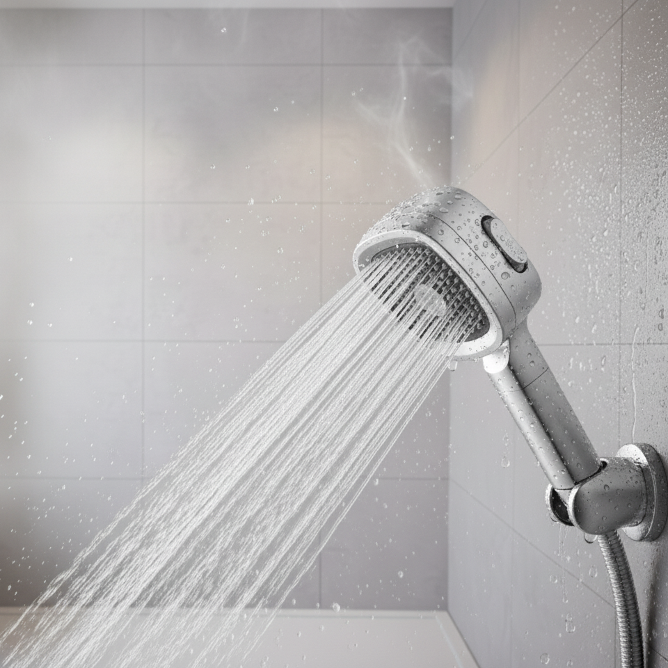 HydraFlow hogedruk douchekop – 3 straalsoorten, waterbesparend & robuust ABS-materiaal