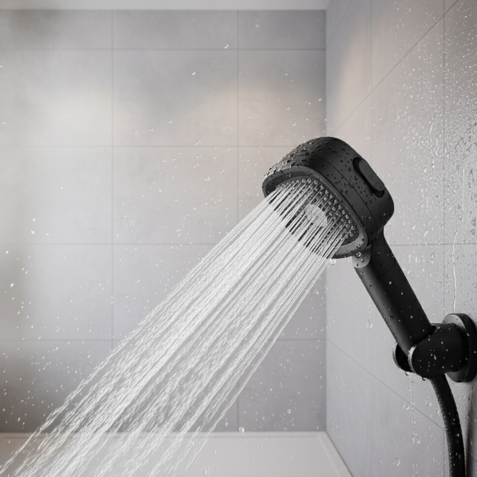 HydraFlow hogedruk douchekop – 3 straalsoorten, waterbesparend & robuust ABS-materiaal