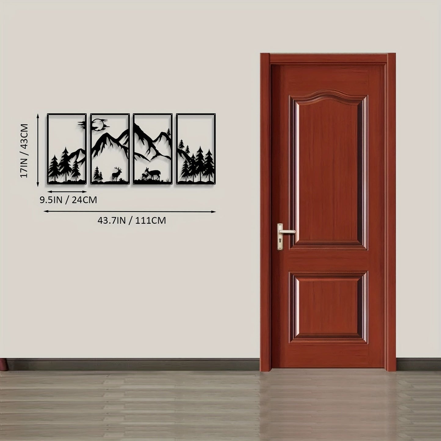 WildMont Vista | metalen wanddecoratie met berg- en wilddiermotief