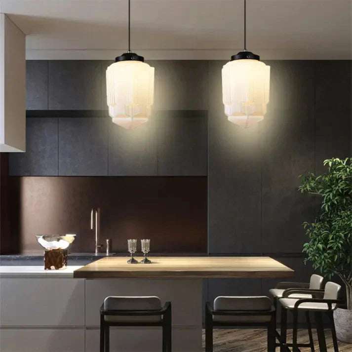 Lunara | Geometrische melkglas hanglamp in wit