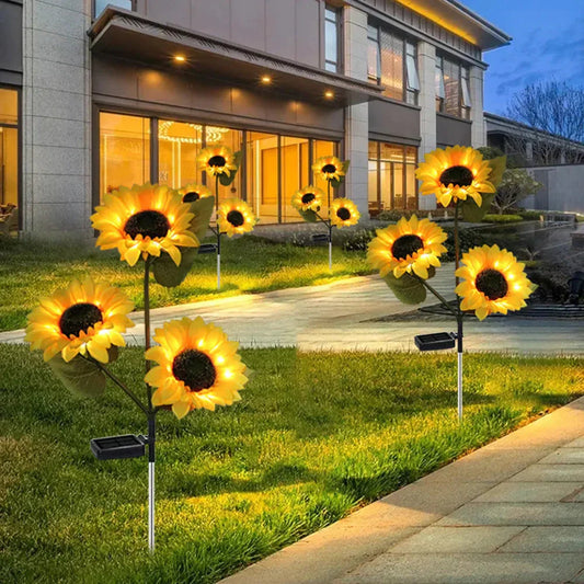 Solbloom Aurea | Zonne-energie aangedreven zonnebloemlamp voor de tuin