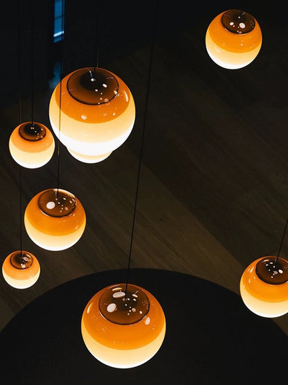 Moderne LED-pendellamp, dimbaar – geborsteld nikkel, E27, glas-steen ontwerp