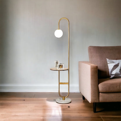 Oranthe Luno | LED-vloerlamp in Scandinavische stijl met geïntegreerd bijzettafeltje