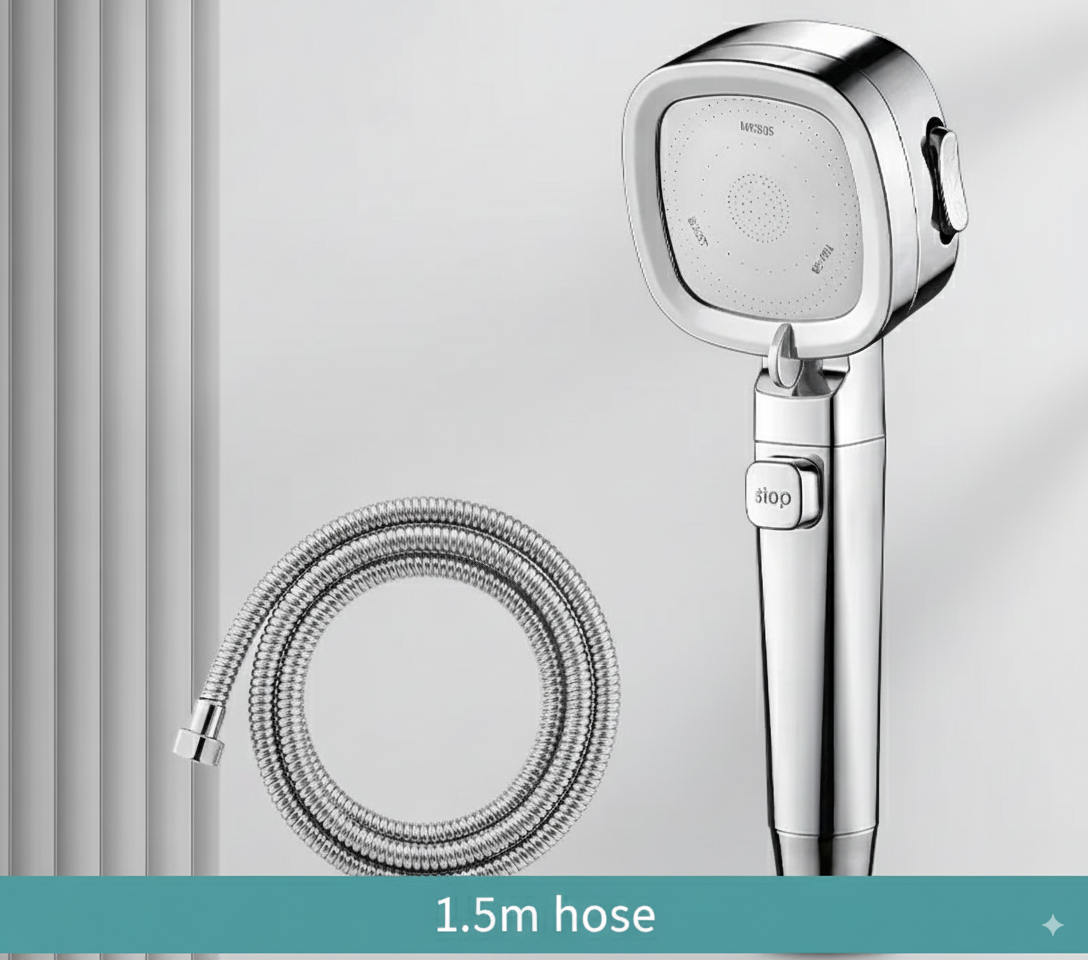 HydraFlow hogedruk douchekop – 3 straalsoorten, waterbesparend & robuust ABS-materiaal